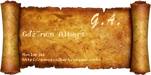 Gáncs Albert névjegykártya