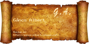 Gáncs Albert névjegykártya